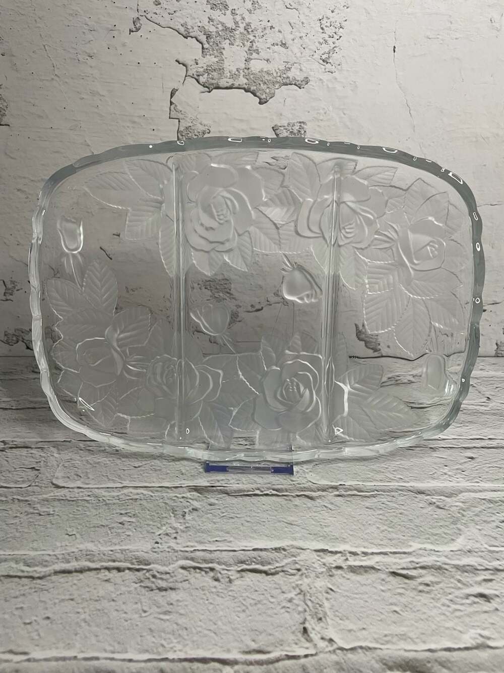 Studio Nova Winter Rose 3-Section Divided Glass Serving Tray
